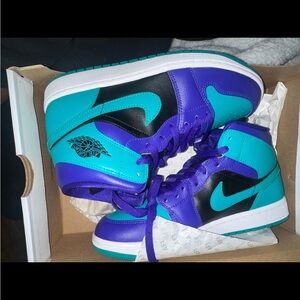 Teal and Purple High-Top Sneakers